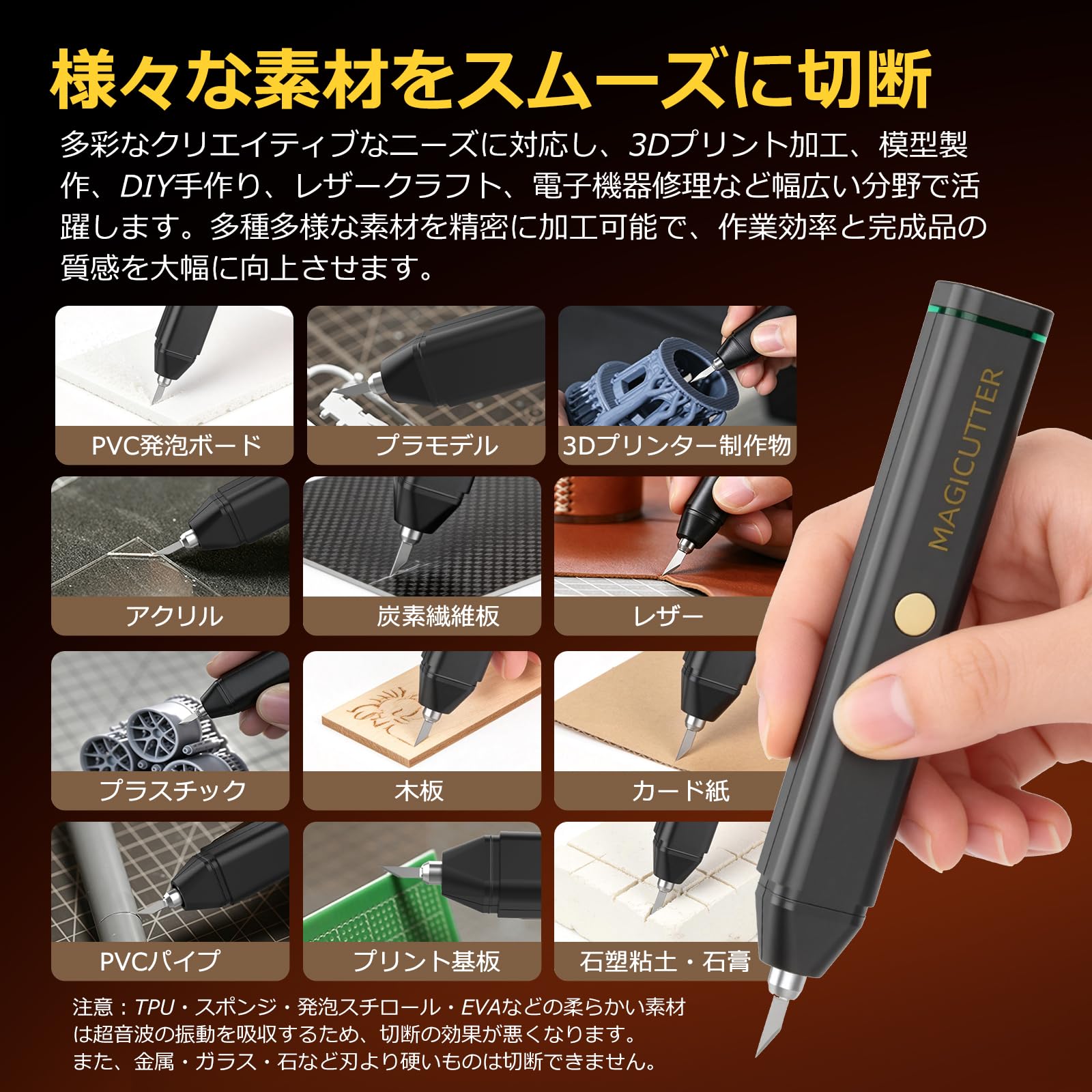 Amazon | 45W高出力 超音波カッター 6種類90枚替刃 0遅延 4万Hz高速